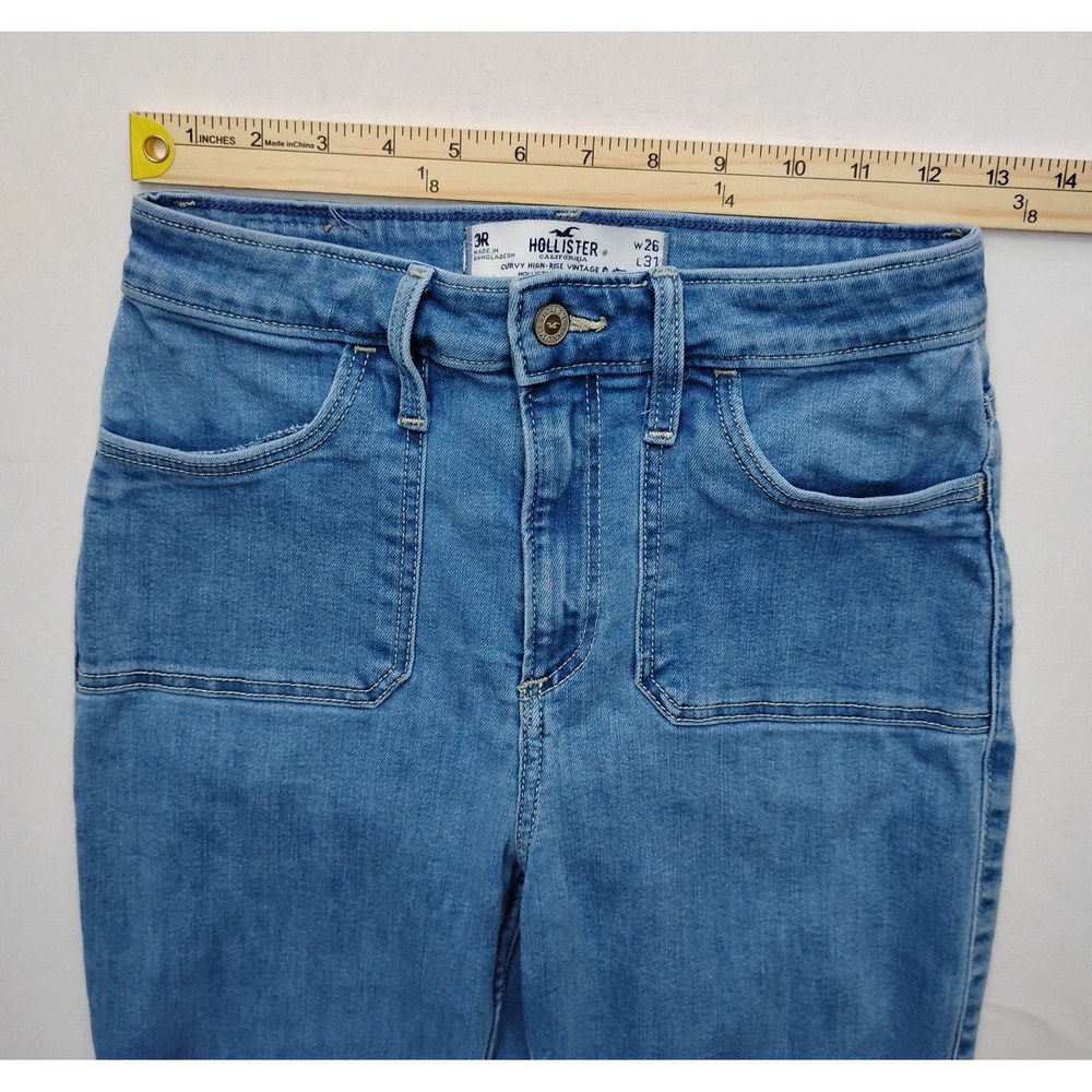 Hollister Curvy High-Rise Vintage Flare Jeans Light Wash Blue Women size 3 26x31 - Picture 3 of 8